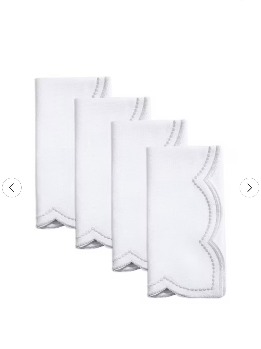 NEW Saro Lifestyle Embroidered Silver Polka Dot Napkin w/Scallop Edge (Set of 4)